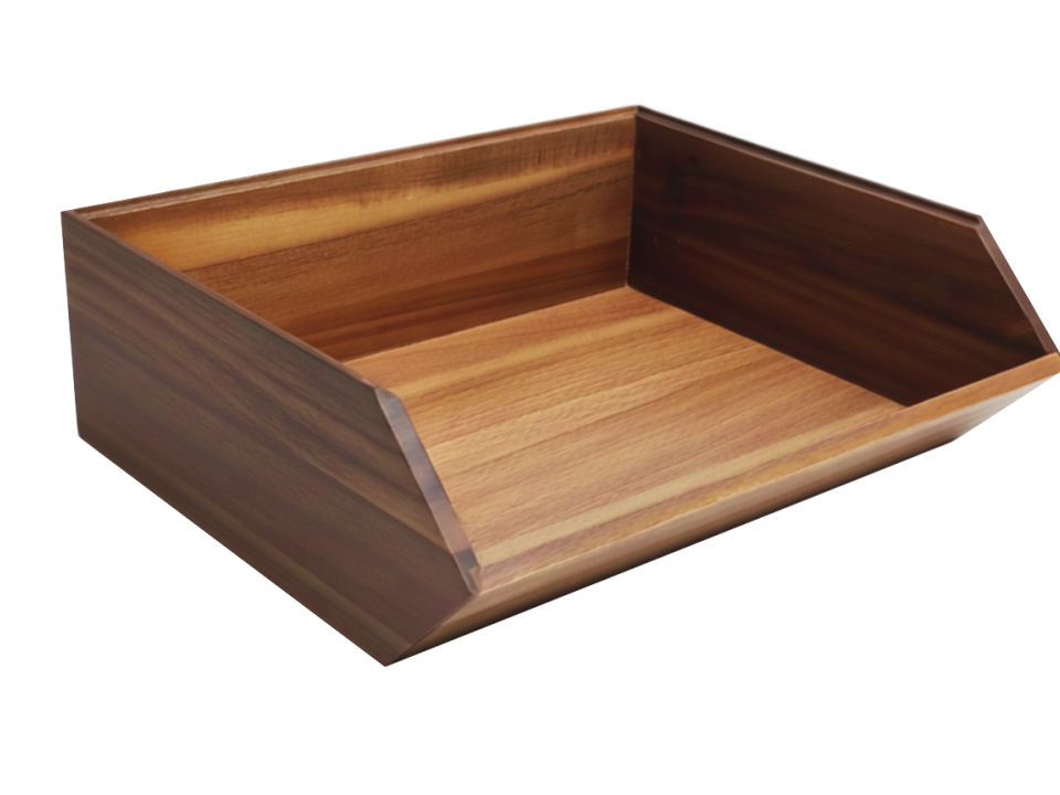 Large Acacia Wood Slanted Pantry Bin - Premium Storage & Display Solution